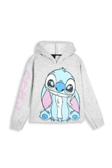 Stitch Printed Fleece Tracksuit – Short Body Hoodie & Jogger Set for Kids