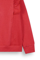 Cherry Red Quilted Ruffle Suit for Girls | Winter 2-Piece Set