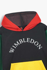Kids Multi Color ,Wimbledon Block Fleece Hoodie.(Black Green Yellow)