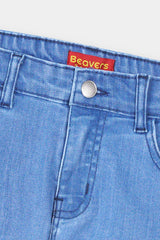 Girls Ice Blue  Wide Leg  Heart Embroidered Pant