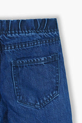 Girls Blue Super Soft Wide Leg Flower 6 Pocket Embroidered Trouser