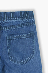 Girls Light Blue Super Soft Wide Leg Flower 6 Pocket Embroidered Trouser