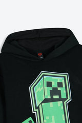 Boys Black Mine Craft Hoodie  ( Fleece)