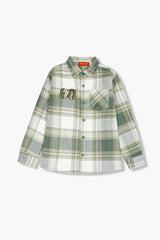 Kids Green White  Flannel Casual Shirt