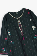 Girls Black Embroidered Cambric Suit | 3-Pieces Eastern Wear | Winter Collection