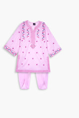 Girls Eastern Pink Cotton Suit – Pink Embroidery