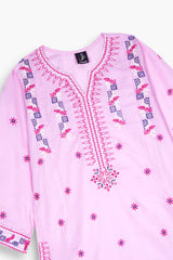 Girls Eastern Pink Cotton Suit – Pink Embroidery