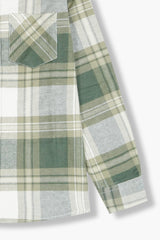 Kids Green White  Flannel Casual Shirt