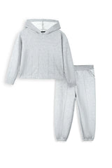 Light Grey Fleece Hoodie Suit for Kids | Cozy Winter 2-Piece Set