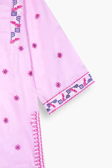 Girls Eastern Pink Cotton Suit – Pink Embroidery