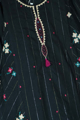 Girls Black Embroidered Cambric Suit | 3-Pieces Eastern Wear | Winter Collection