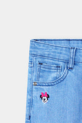 Girls Ice Blue  Wide Leg  Minnie Embroidered Pant