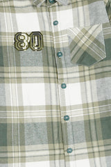 Kids Green White  Flannel Casual Shirt