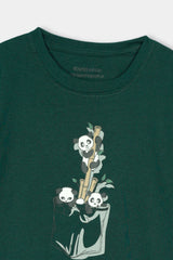 Boys Green Panda Tee