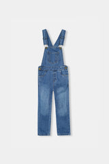 Girls Denim Dungaress  Mid Blue