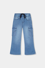 Girls Ice Blue  Wide Leg  Six Pocket Trousers