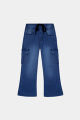 Girls  Blue  Wide Leg  Six Pocket Trousers
