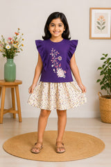 Girls Purple Flare Flower Tee