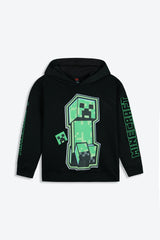 Boys Black Mine Craft Hoodie  ( Fleece)