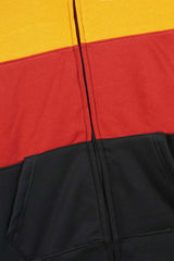 Kids Multi Color ,Block Fleece Zip Up Jacket.(Mustard,Black,Red)