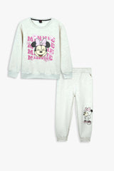 Minnie Mouse Kids Tracksuit | 2-Piece Cotton Fleece Sweatshirt & Joggers Set | Winter Wear