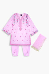 Girls Eastern Pink Cotton Suit – Pink Embroidery
