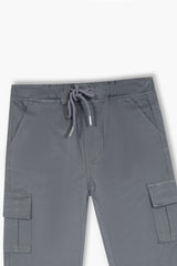 Boys Jogger Cotton 6 Pocket  Cargo Trouser  Gray Color