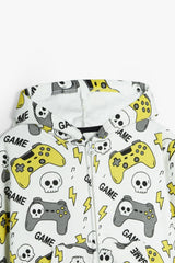 Gaming Print 100% Cotton Terry Hoodie – Kids Zip-Up Hoodie