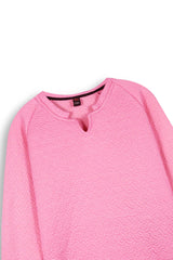 Pink Quilted Winter Suit with Neck Slit | Cozy 2-Piece Lounge Set