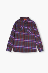 Kids Maroon Blue  Flannel Casual Shirt