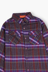 Kids Maroon Blue  Flannel Casual Shirt