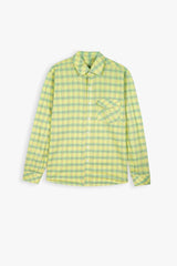 Kids Yellow-Green Plaid Cotton Casual Shirt