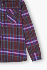 Kids Maroon Blue  Flannel Casual Shirt