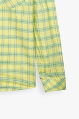 Kids Yellow-Green Plaid Cotton Casual Shirt