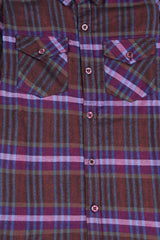 Kids Maroon Blue  Flannel Casual Shirt