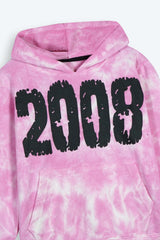 Kids Pink Tie & Dye Tracksuit – 100% Cotton Terry Hoodie & Joggers Set