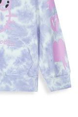 Kids Hello Kitty Purple Tie-Dye Hoodie – 100% Cotton Terry