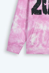 Kids Pink Tie & Dye Tracksuit – 100% Cotton Terry Hoodie & Joggers Set