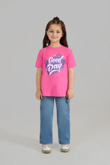 Girls Ice Blue  Wide Leg  Six Pocket Trousers