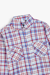 Kids Red-Blue Plaid Cotton Casual Shirt
