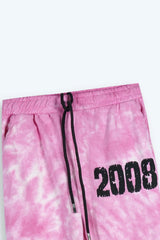 Kids Pink Tie & Dye Tracksuit – 100% Cotton Terry Hoodie & Joggers Set