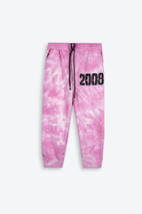 Kids Pink Tie & Dye Tracksuit – 100% Cotton Terry Hoodie & Joggers Set