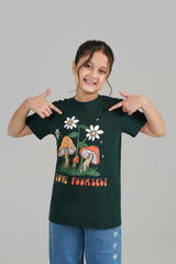 Girls Green Mushroom Tee