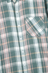Kids Green-Grey Plaid Cotton Casual Shirt