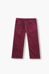 Girls Wide Leg Maroon Velvet Trouser