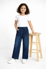 Girls  Dark Blue Wide Leg Fake Panel Style