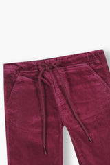 Girls Wide Leg Maroon Velvet Trouser