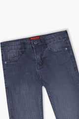 Boys Silver Gray Slim Fit Pant