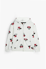 Minnie Mouse Print 100% Cotton Terry Hoodie – Kids Zip-Up Hoodie