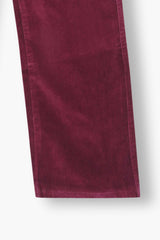 Girls Wide Leg Maroon Velvet Trouser